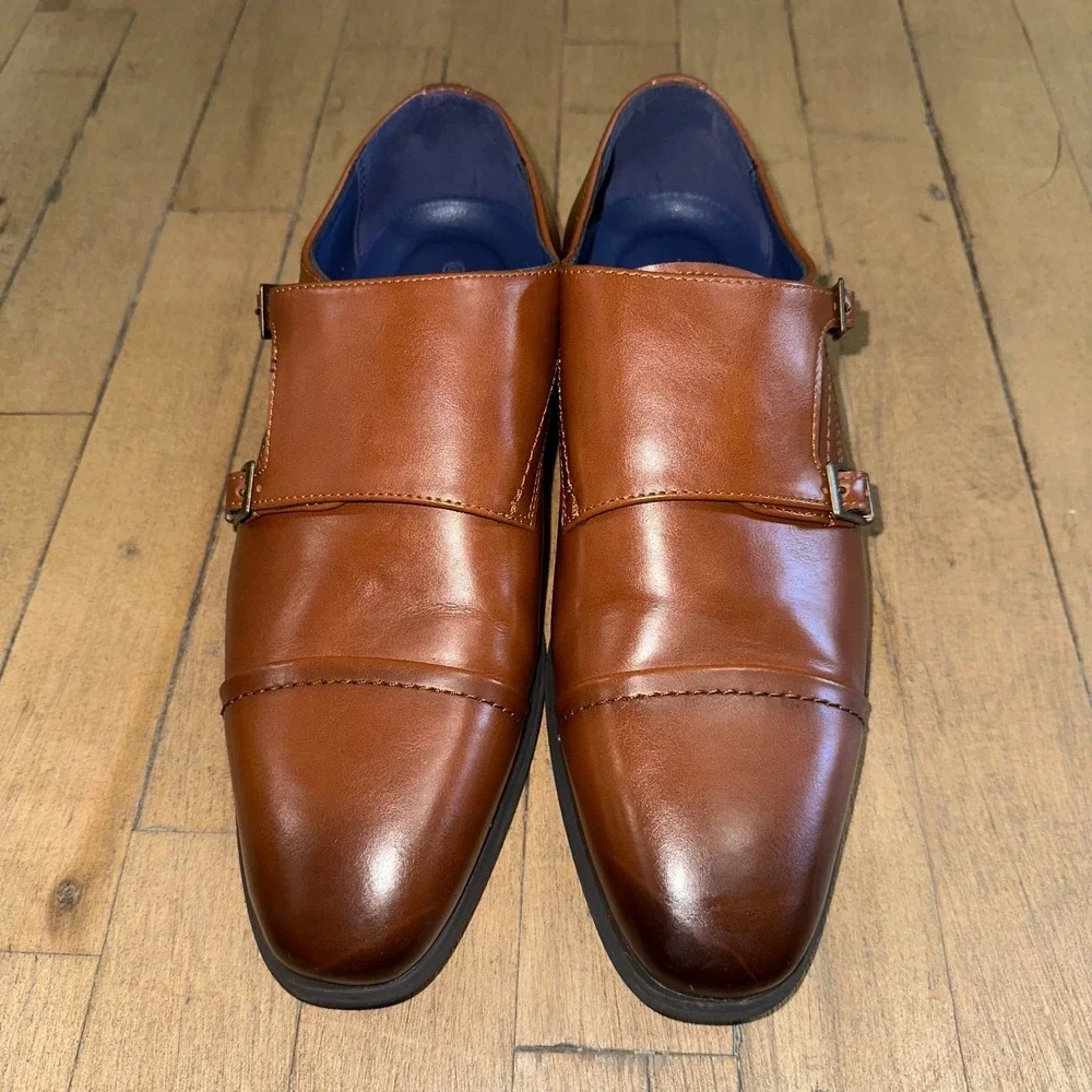 Bruno Marc Hutchingsonwide 2 Formal Shoes Mens 6.5 Brown Leather Monk Strap‎